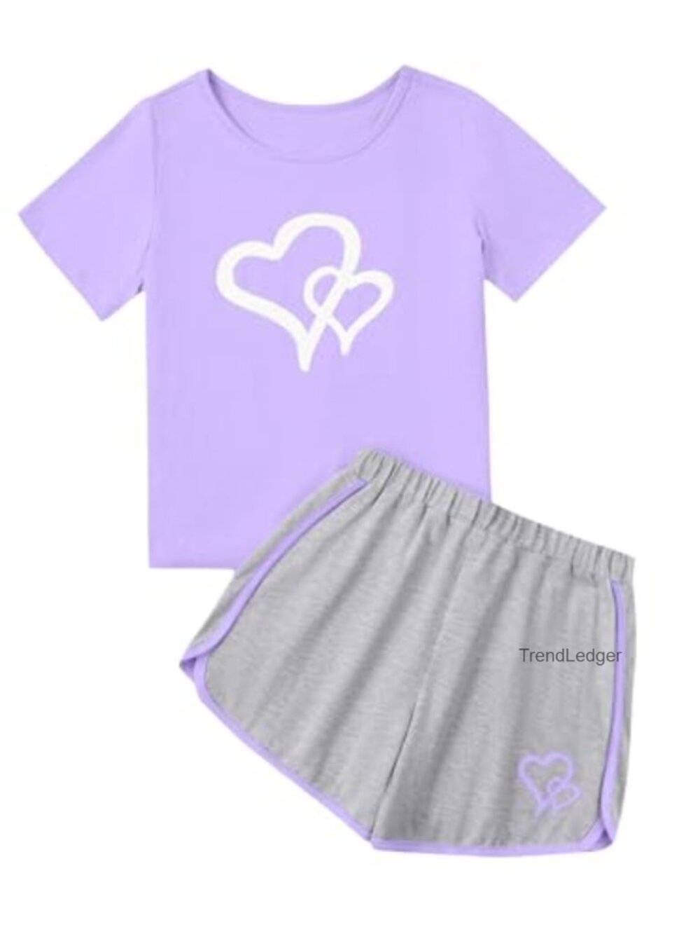 Girls 2 Piece Summer Outfit Short Sleeve Tee & Shorts Set Cotton Blend
